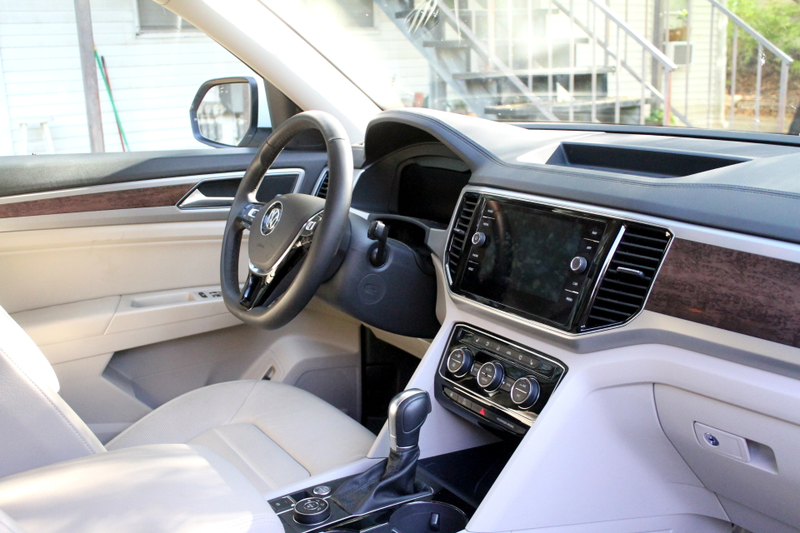 The light, bright interior of the Atlas felt even bigger thanks to a panoramic sunroof overhead.